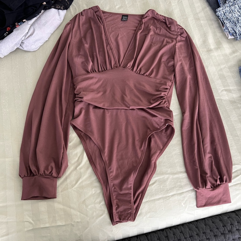 Small, SHEIN, bodysuit, silky, dusty rose